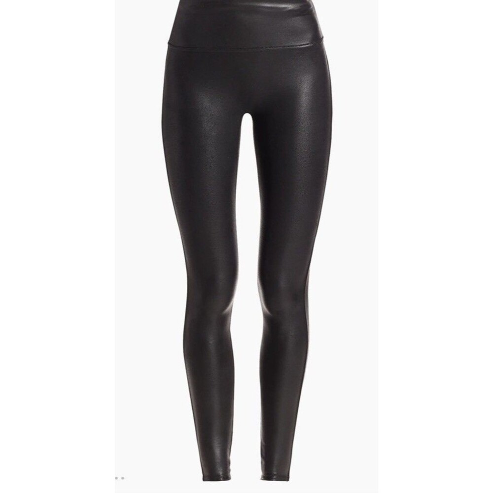 Spanx Faux Leather Leggings Black Medium High Rise Skinny Pants NWT